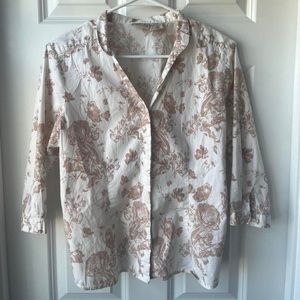 vintage floral toile prairie cottagecore button up